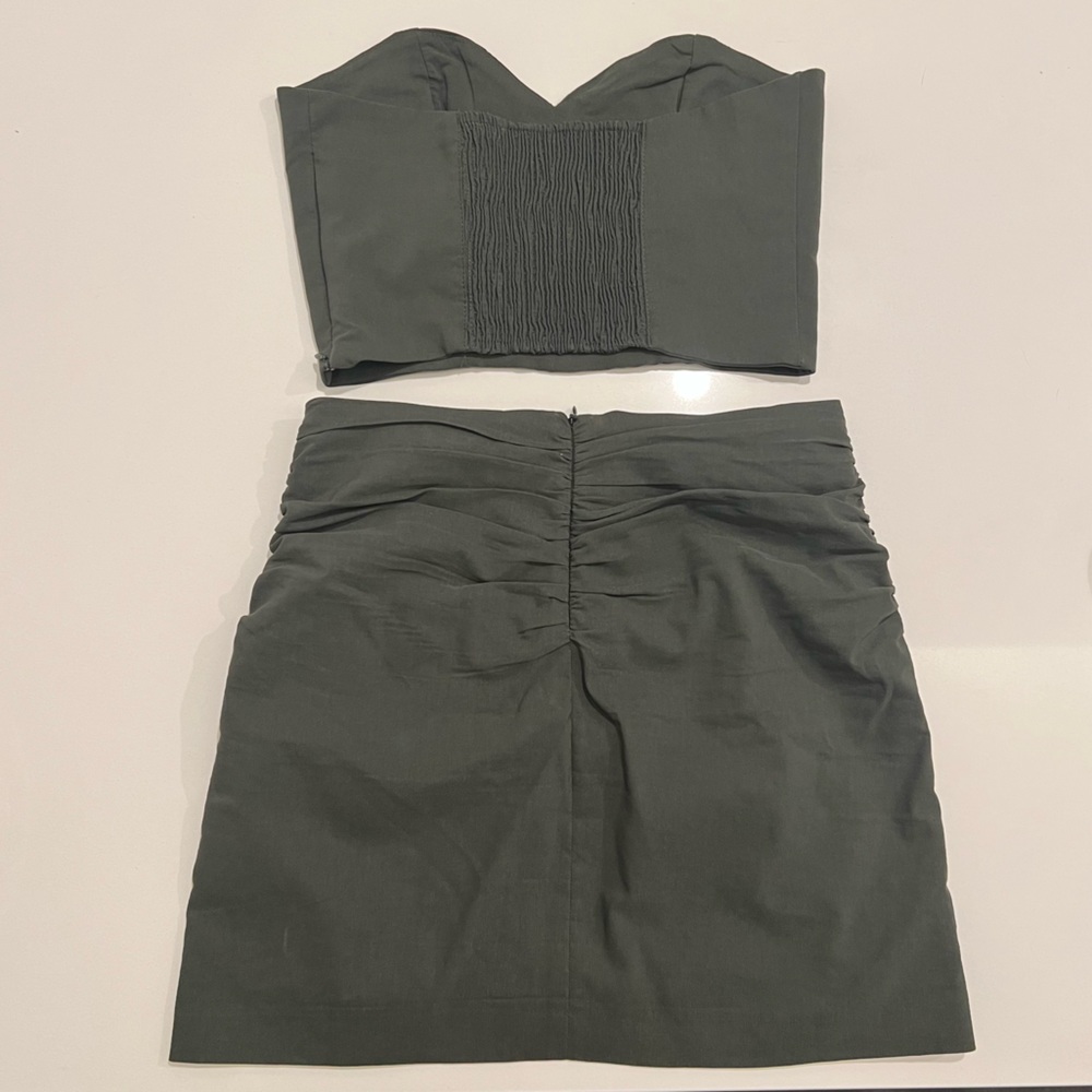 Corset top and skirt set in dark green - Picture 2 of 4